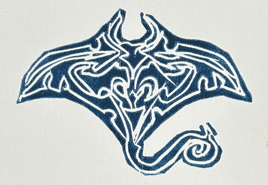 Manta Ray lino print