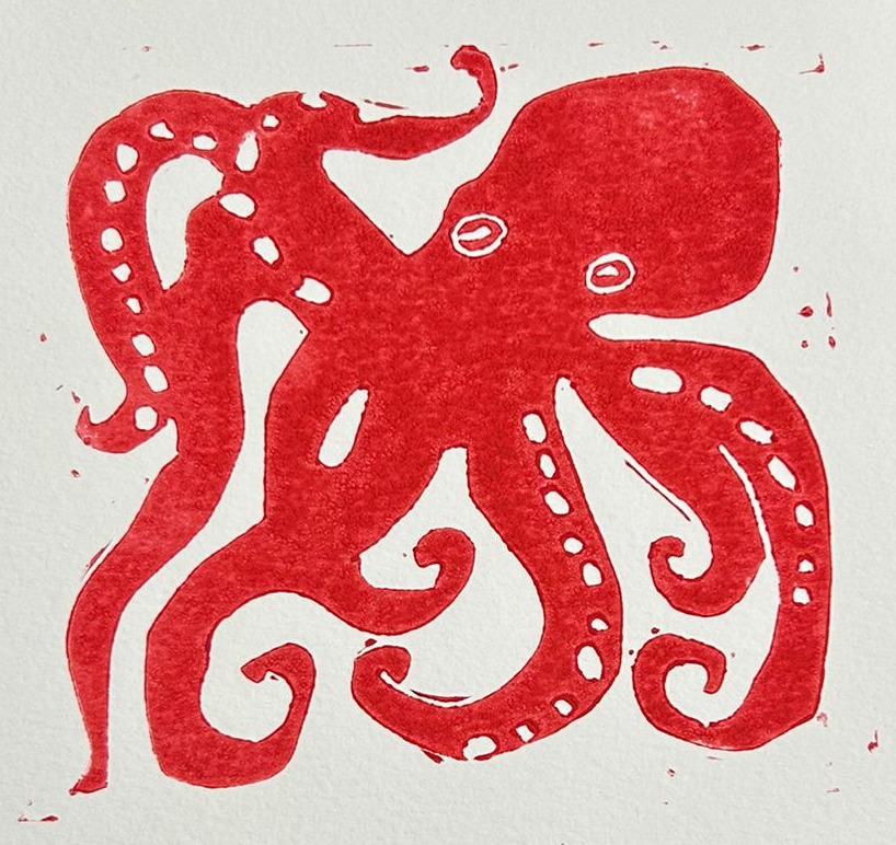 Octopus lino print