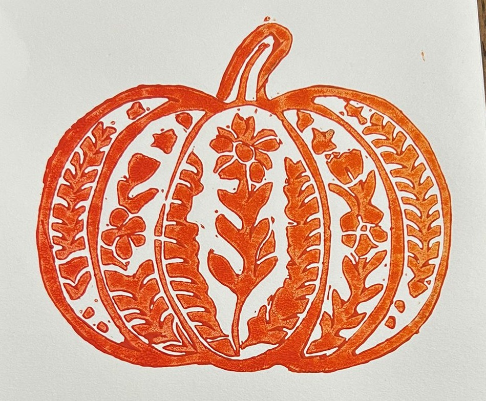 Pumpkin lino print