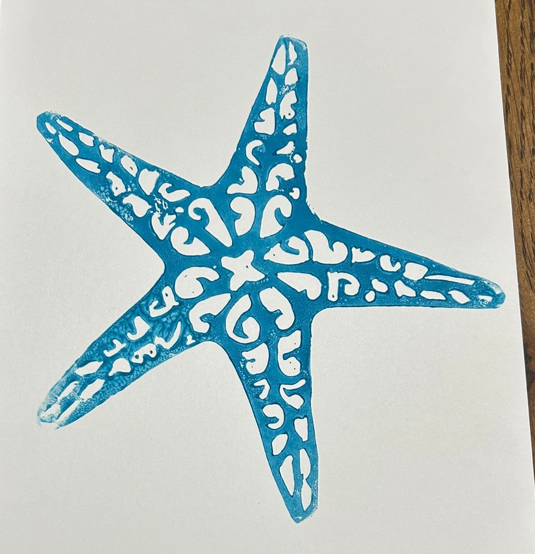 Starfish lino print