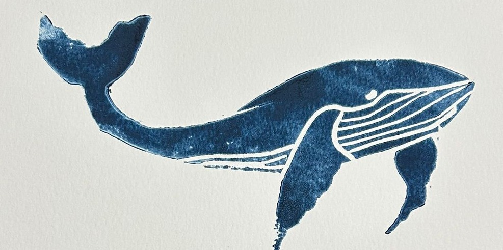 The Whale lino print