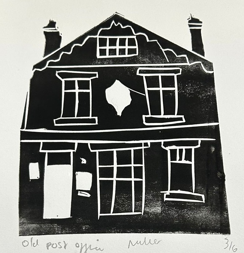The Old Post Office, Billingshurst lino print