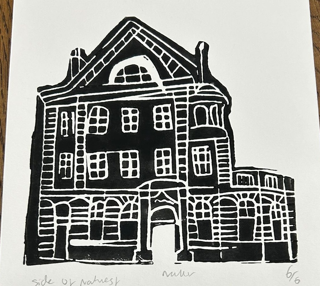 NatWest Bank, Horsham lino print