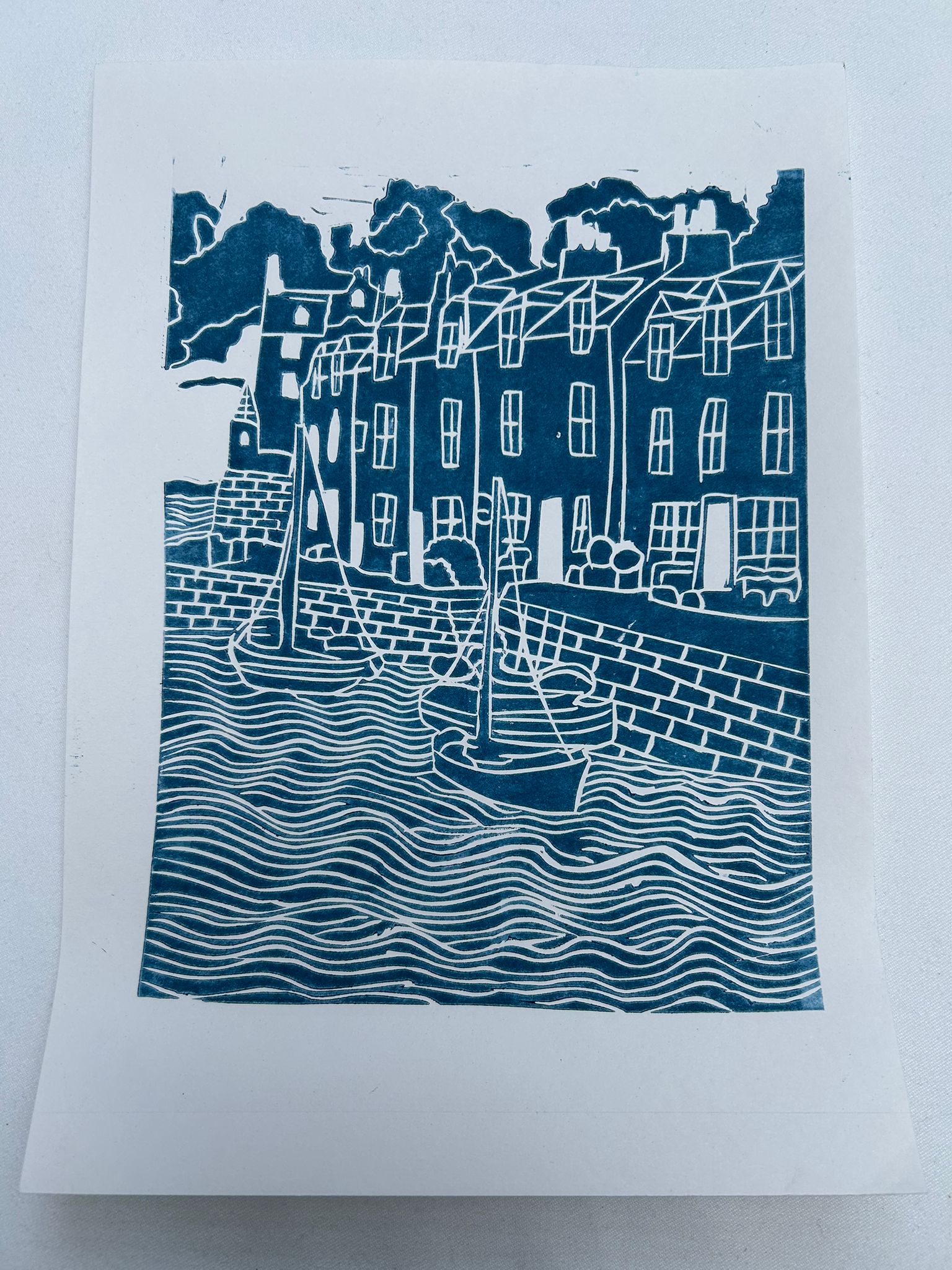 Portree, Isle of Skye linocut