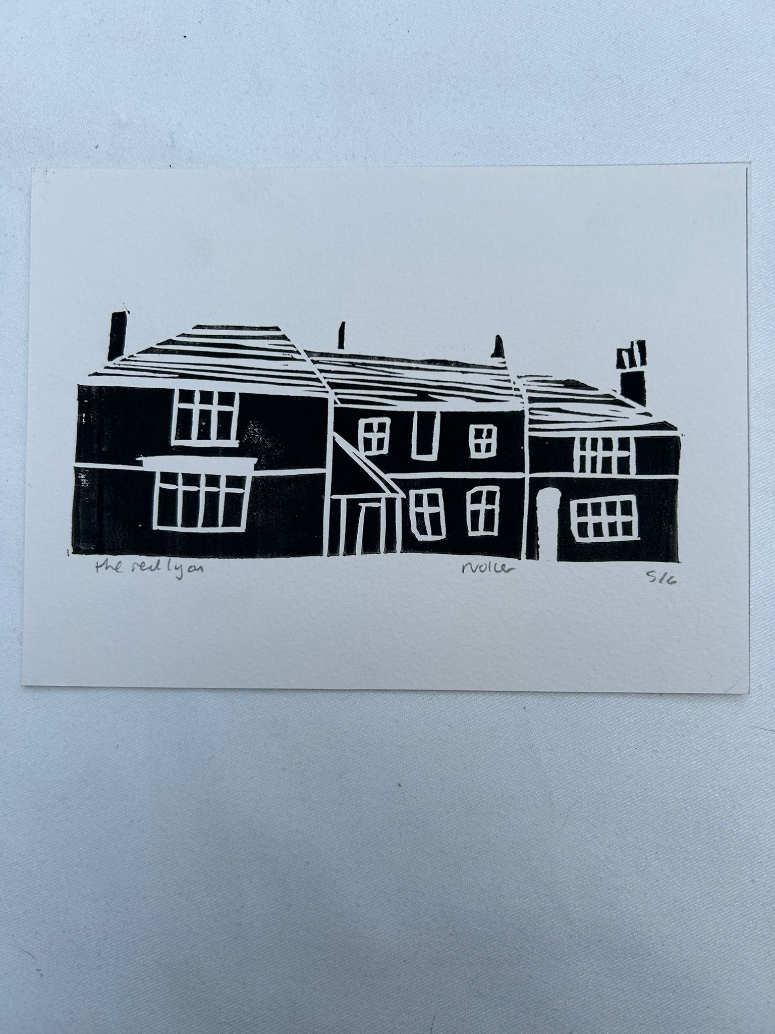 The Red Lion linocut