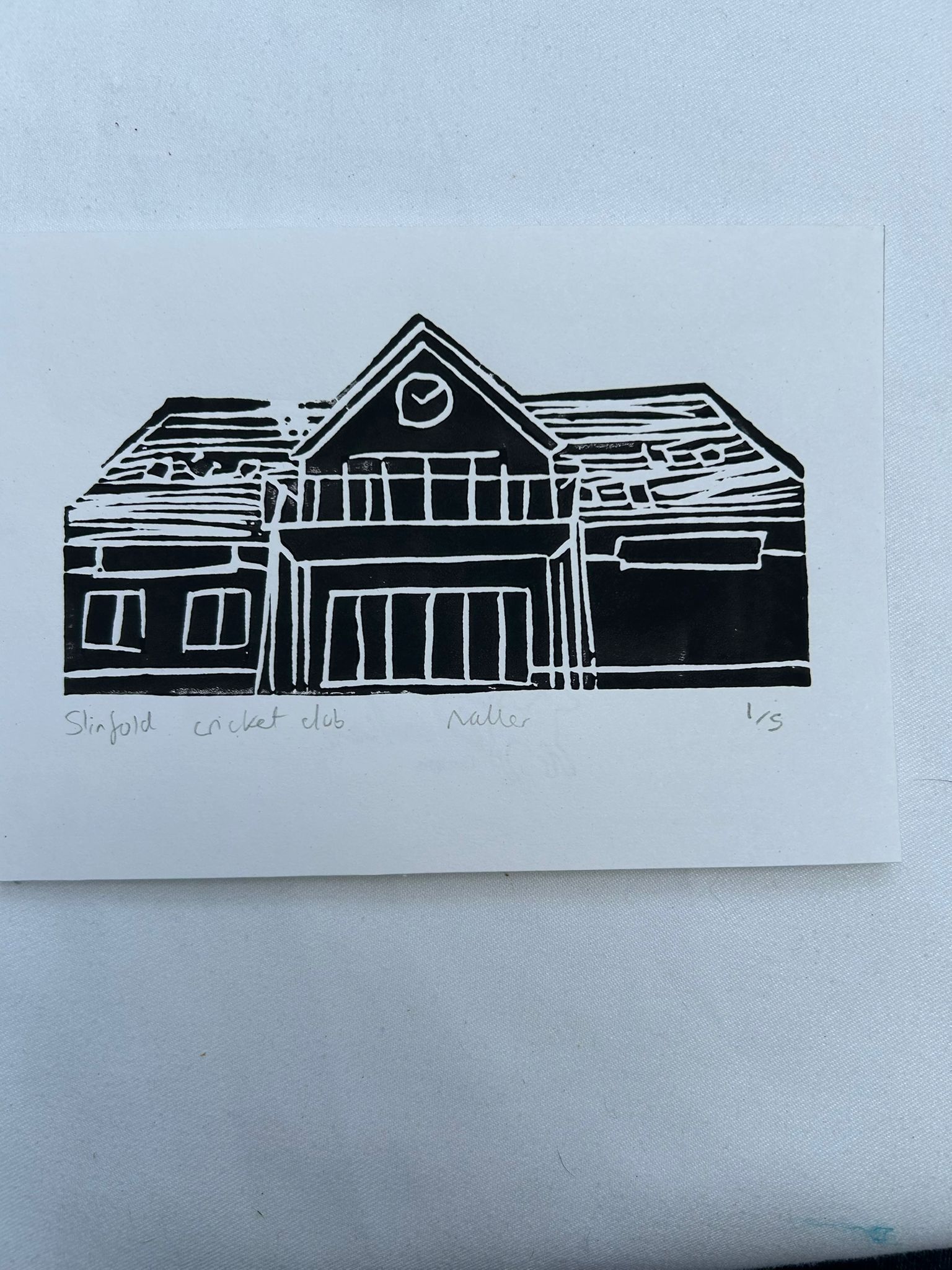 Slinfold Cricket Club linocut