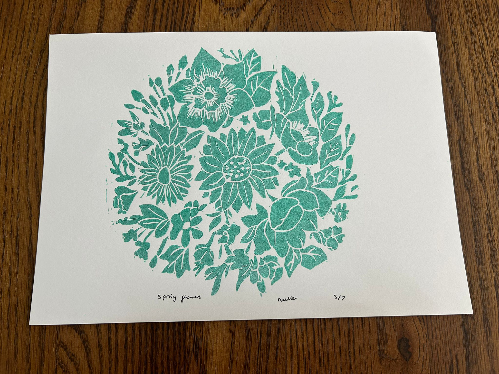 Spring Flowers floral lino print