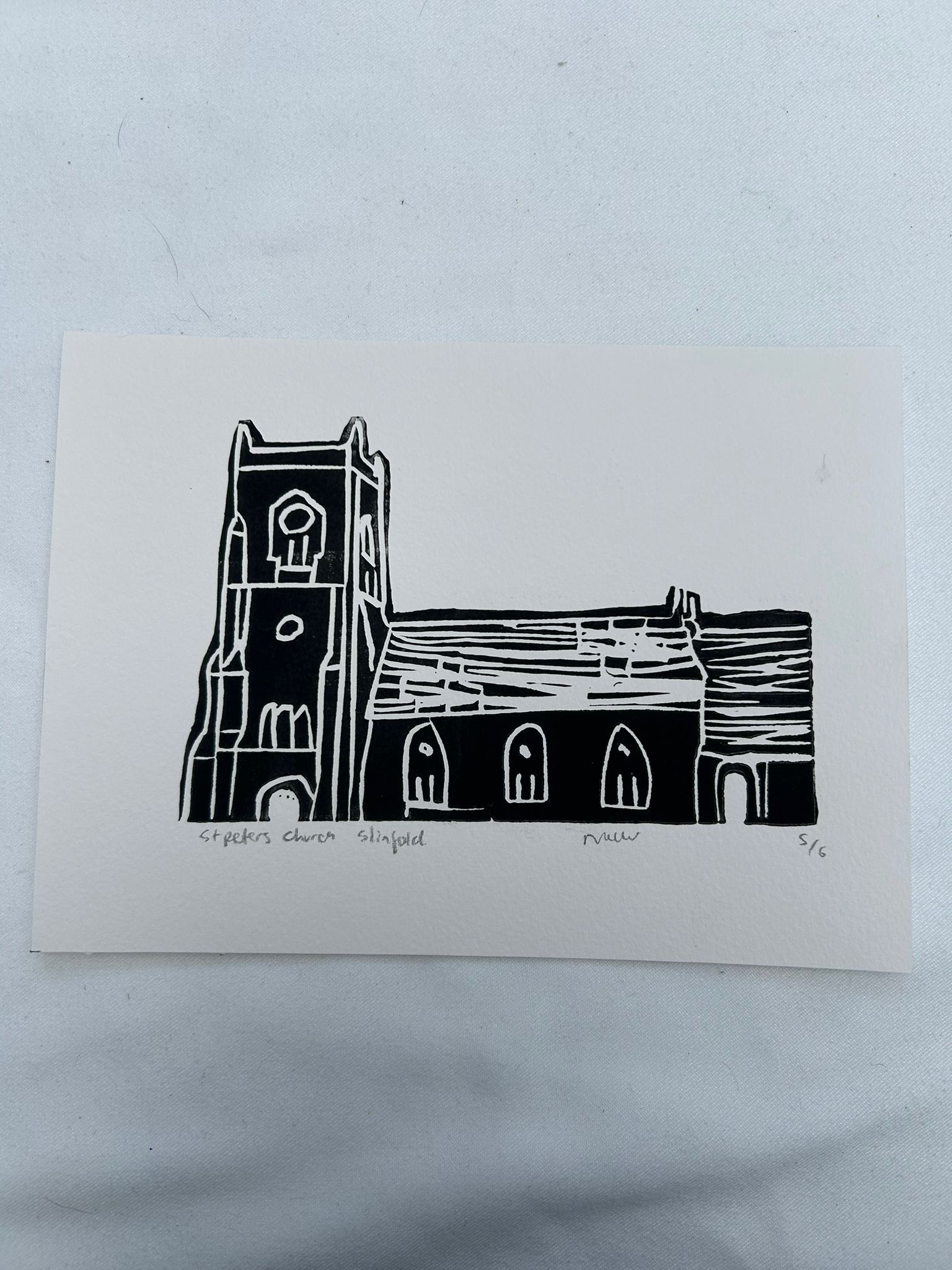 St Peter's Church, Slinfold linocut